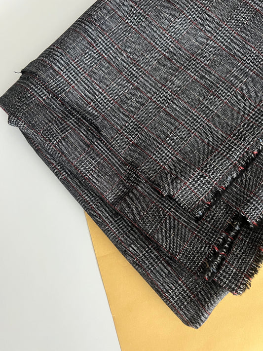Cotton Linen Mix Madras - Black 115 X 200cm