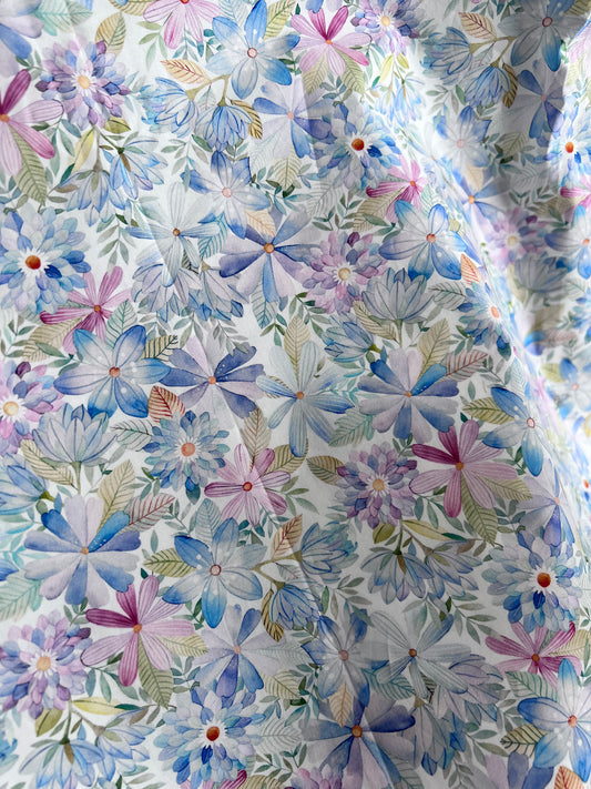 Cotton Poplin - Mixed Pattern Blue