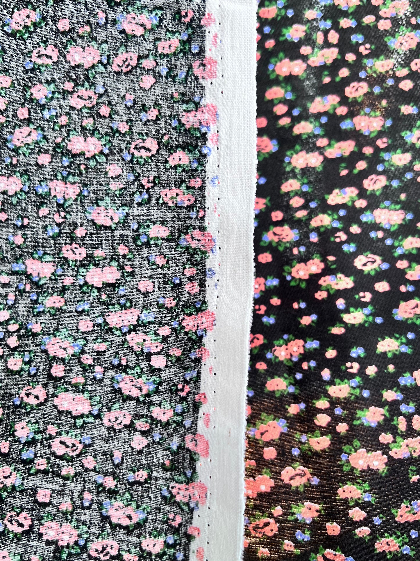 Unwashed Cotton - Pink Floral Print 140 X 300cm